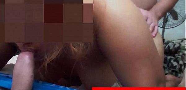  Sexual threesome, with my neighbor and his puppy dog doing oral sex, while I penetrate her